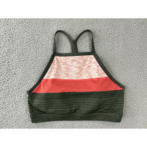 Prana Sports Bra Womens Large Strappy Crossback Green Orange Full Coverage
